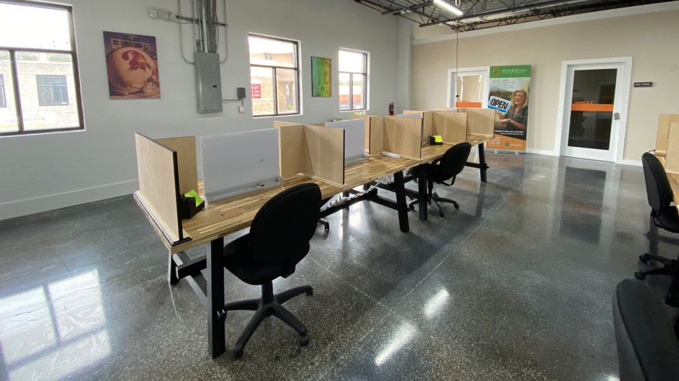 office space with work stations large