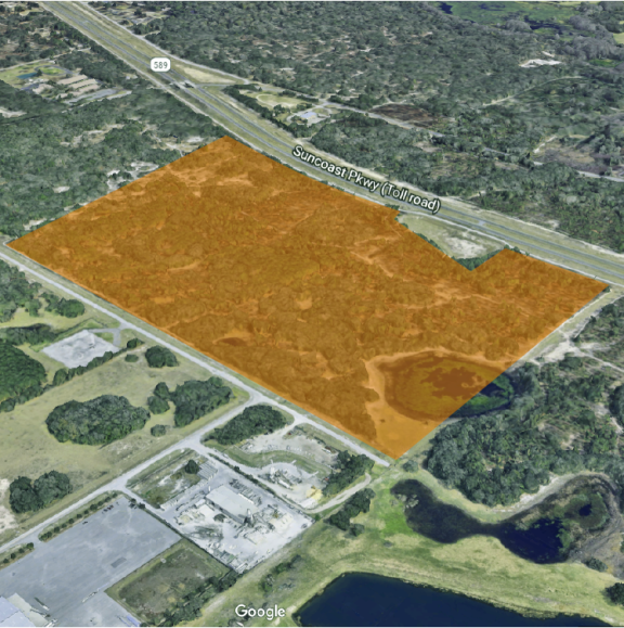 aerial view of map with area highlighted small